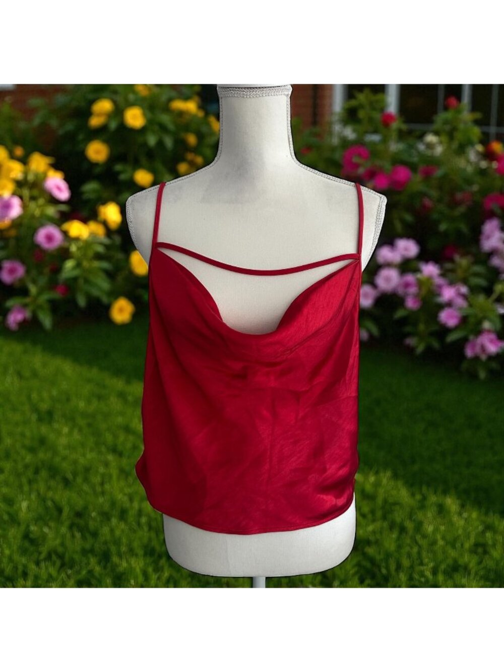 LOVERS AND FRIENDS Red Draped Tank Top Blouse Size Medium